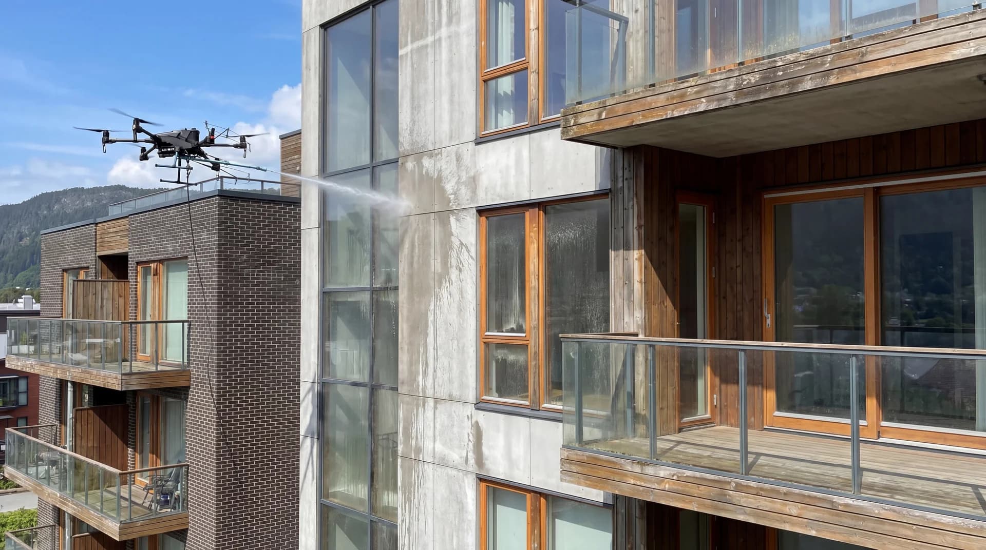 Fasade på norsk leilighetsbygg som viser områder med vedlikeholdsansvar