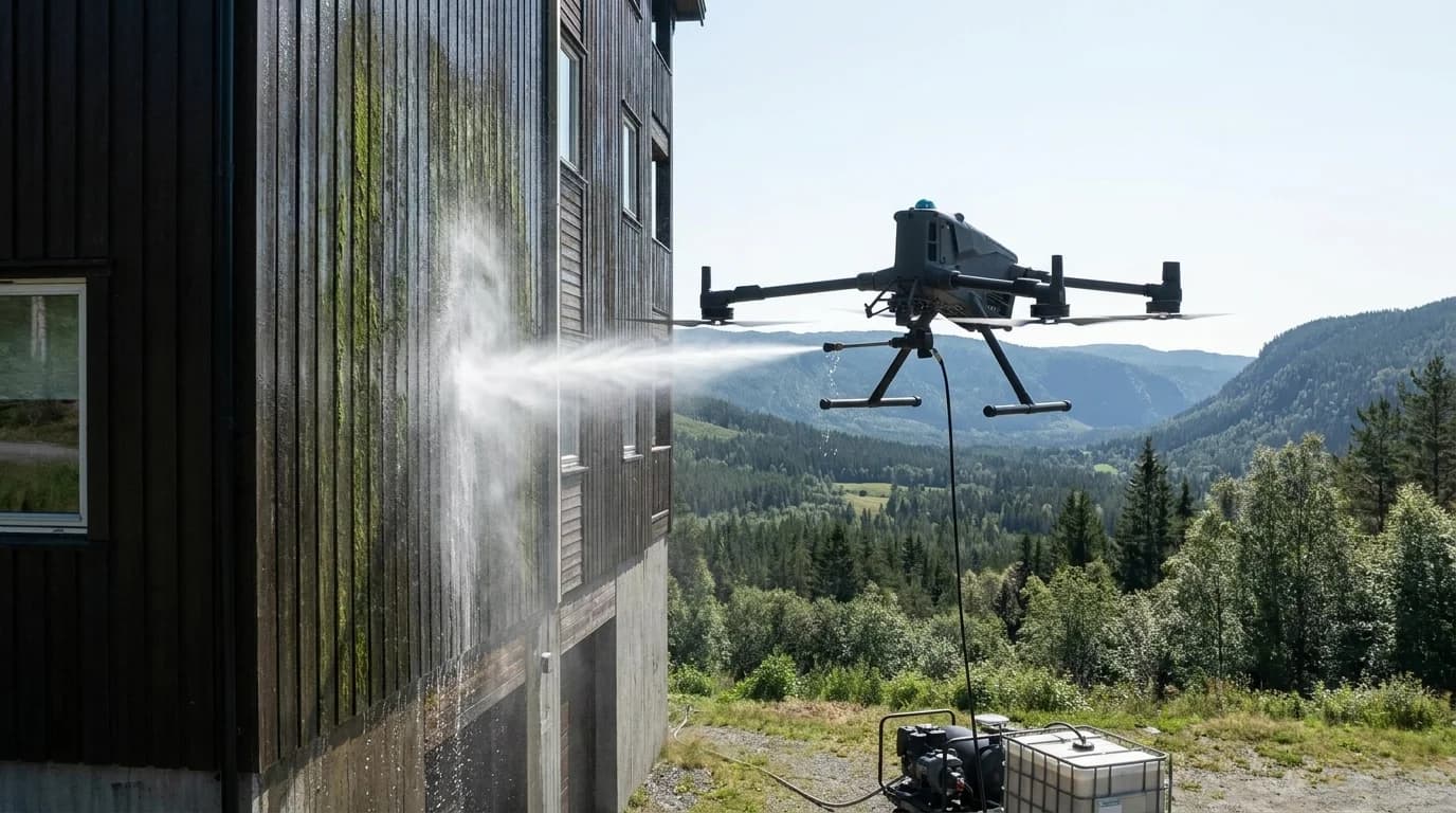 Husvask i Lillehammer og innlandet med dronevask