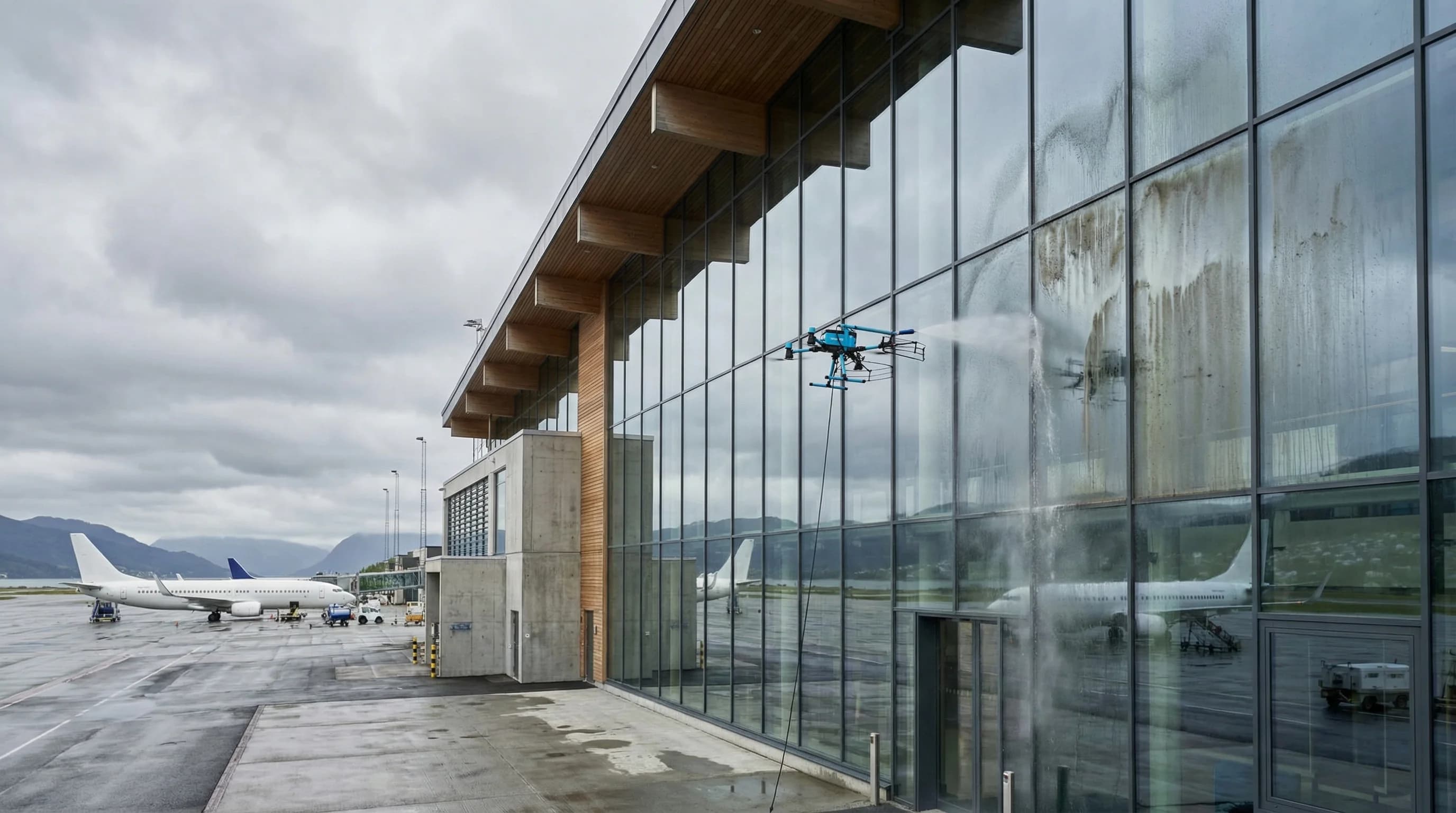Rengjøring av flyplassfasiliteter: Fasadevask og vedlikehold i stor skala