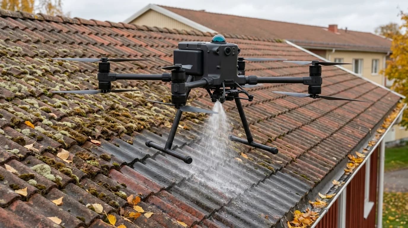 Takvask om høsten med dronevask før frosten setter inn