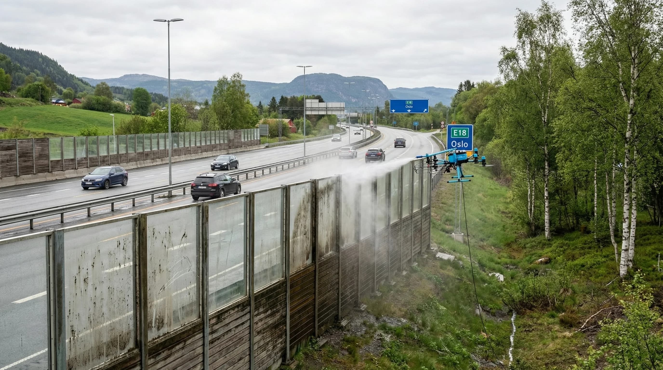 Veiinfrastruktur og renhold: Støyskjermer, skilt og tunnelportaler